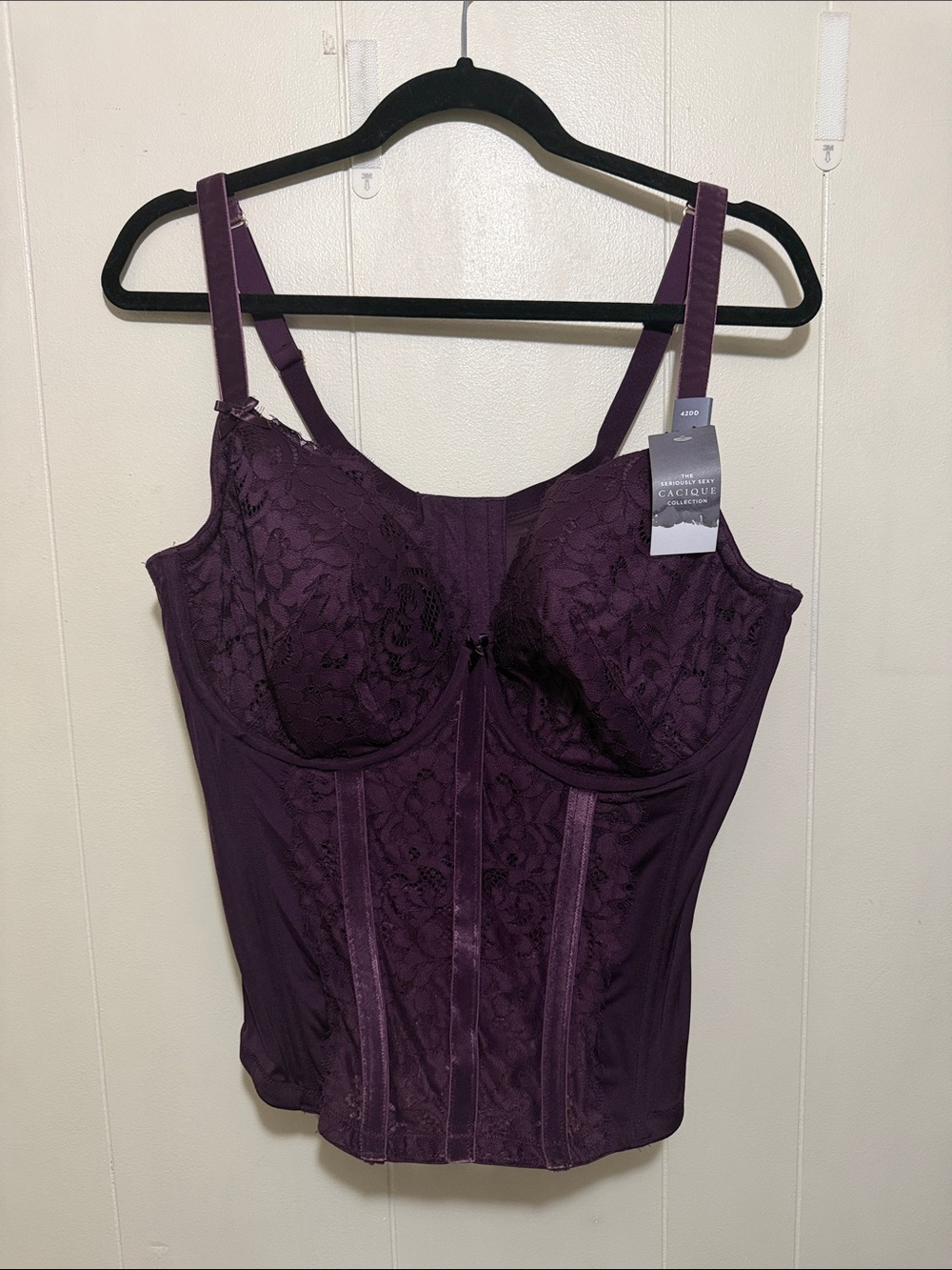 Cacique Deep Plum Lace Longline Bra